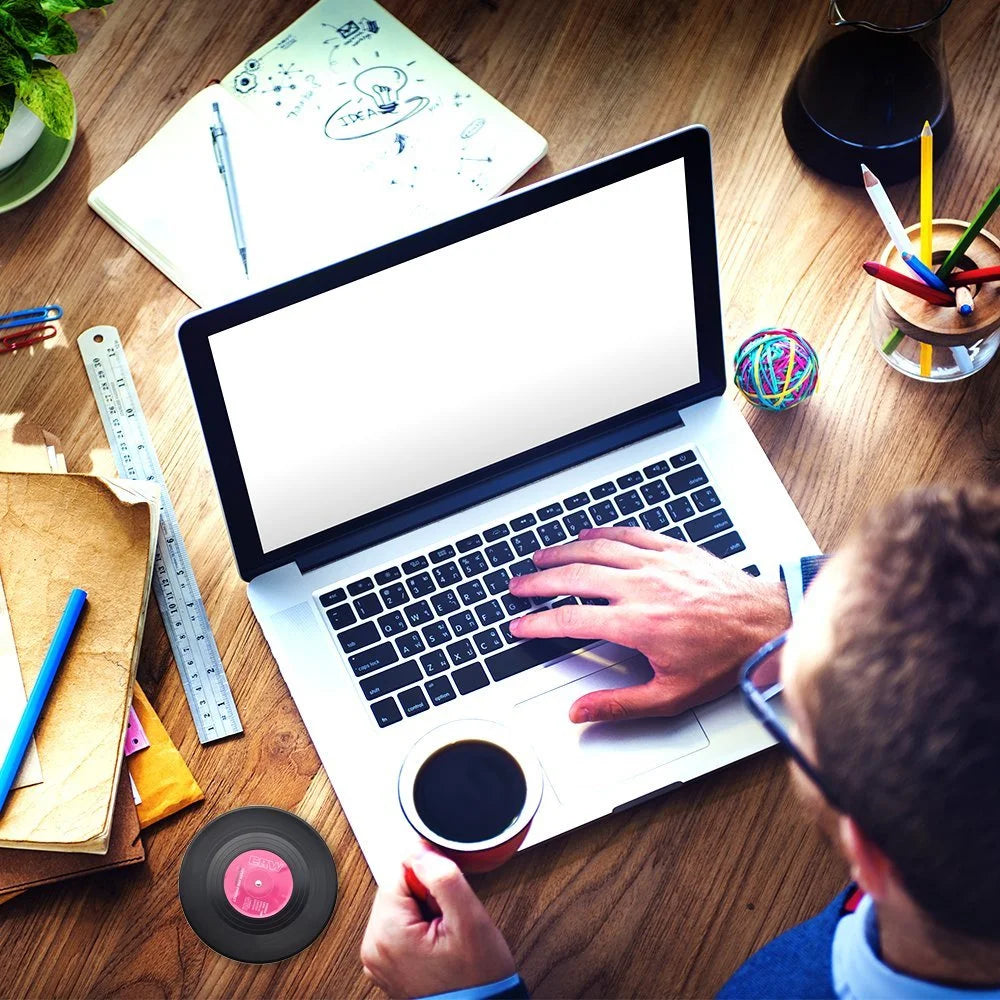  Colorful Retro Vinyl Record Disk Coasters for Drinks 