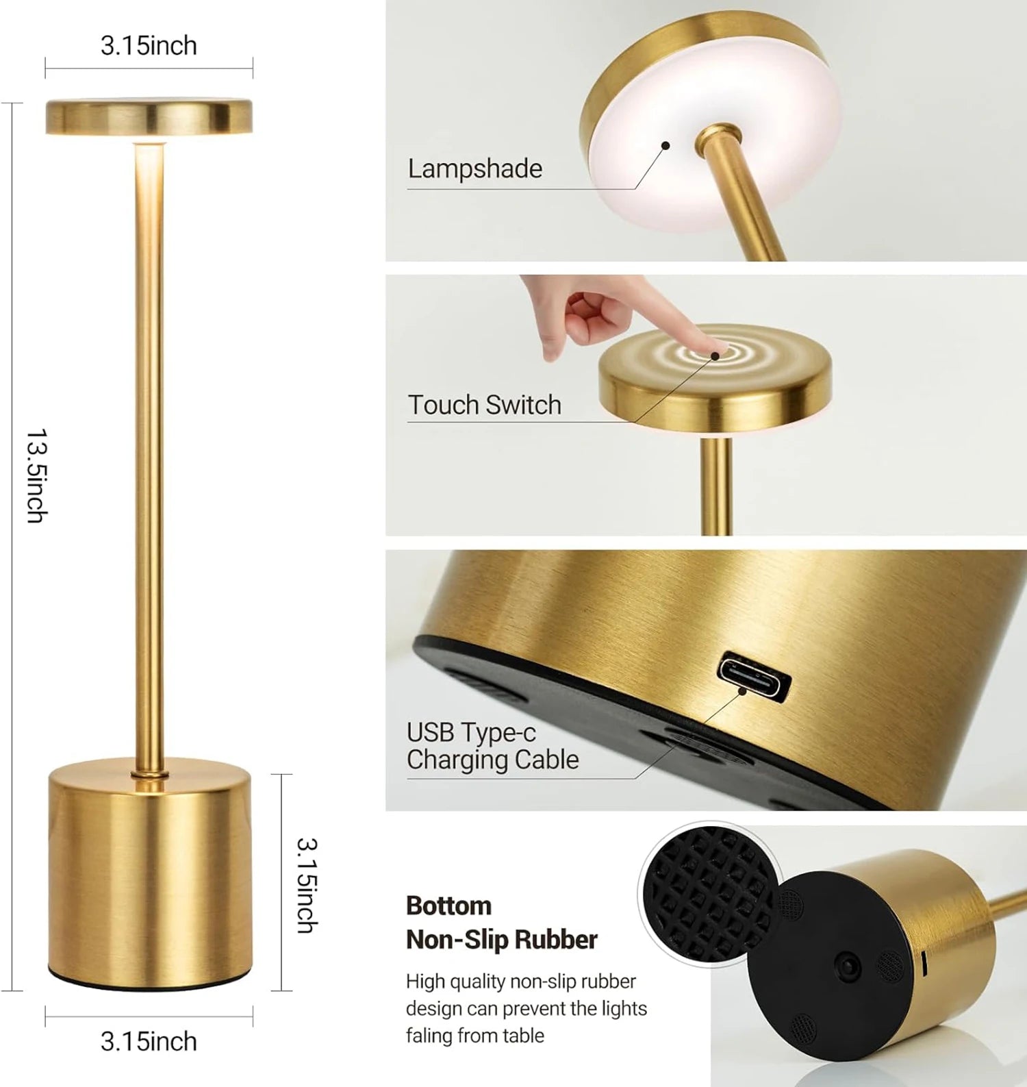 Classic Touch Sensor Rechargeable LED Table Lamp