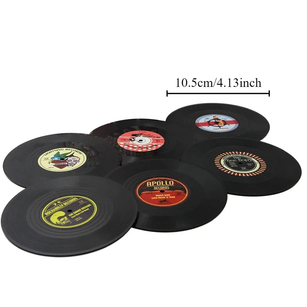 Colorful Retro Vinyl Record Disk Coasters for Drinks