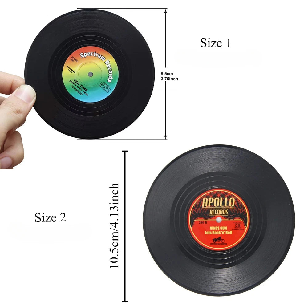  Colorful Retro Vinyl Record Disk Coasters for Drinks 